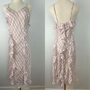 Victoria’s Secret Cami Midi Dress M Purple Gingham Ruffles Y2K Feminine Coquette